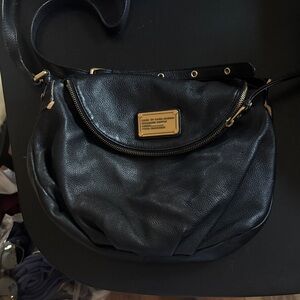 Marc Jacobs Black Leather Shoulder Bag with Gold Details